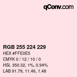 Code couleur: RGB 255 224 229 | qconv.com