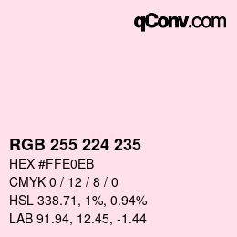カラーコード: RGB 255 224 235 | qconv.com