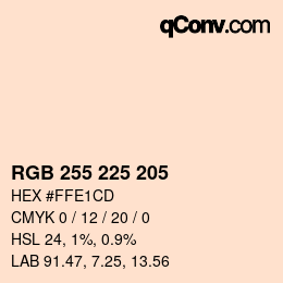 颜色代码: RGB 255 225 205 | qconv.com