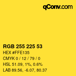 Color code: RGB 255 225 53 | qconv.com
