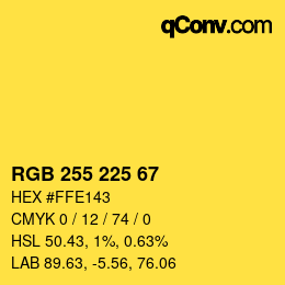 颜色代码: RGB 255 225 67 | qconv.com