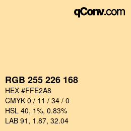 Color code: RGB 255 226 168 | qconv.com