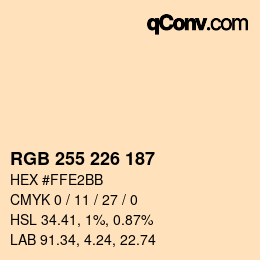Color code: RGB 255 226 187 | qconv.com