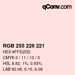 Color code: RGB 255 226 221 | qconv.com