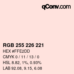 カラーコード: RGB 255 226 221 | qconv.com
