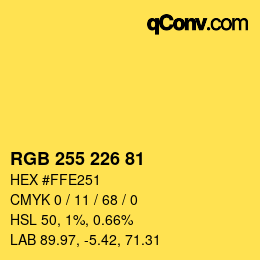 Color code: RGB 255 226 81 | qconv.com