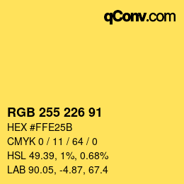 Color code: RGB 255 226 91 | qconv.com