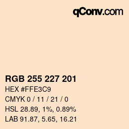 颜色代码: RGB 255 227 201 | qconv.com