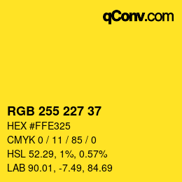 颜色代码: RGB 255 227 37 | qconv.com