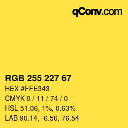 颜色代码: RGB 255 227 67 | qconv.com