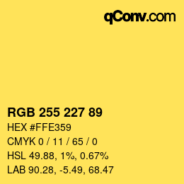Color code: RGB 255 227 89 | qconv.com