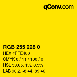 Código de color: RGB 255 228 0 | qconv.com