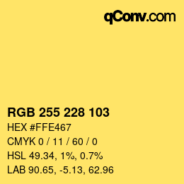 Color code: RGB 255 228 103 | qconv.com