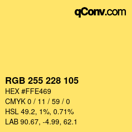 颜色代码: RGB 255 228 105 | qconv.com