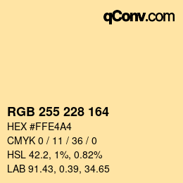 颜色代码: RGB 255 228 164 | qconv.com