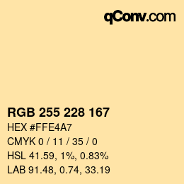 Color code: RGB 255 228 167 | qconv.com