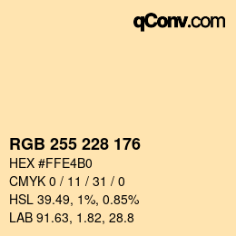 Color code: RGB 255 228 176 | qconv.com