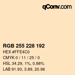 Color code: RGB 255 228 192 | qconv.com