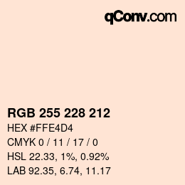 Código de color: RGB 255 228 212 | qconv.com