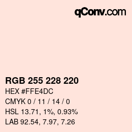 Código de color: RGB 255 228 220 | qconv.com