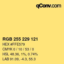カラーコード: RGB 255 229 121 | qconv.com