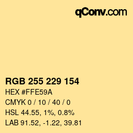 Color code: RGB 255 229 154 | qconv.com