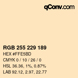 カラーコード: RGB 255 229 189 | qconv.com