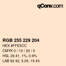 Color code: RGB 255 229 204 | qconv.com