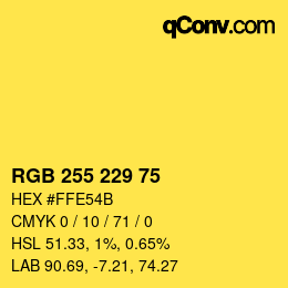 カラーコード: RGB 255 229 75 | qconv.com