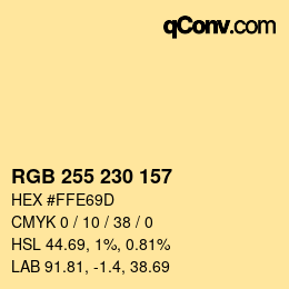 Color code: RGB 255 230 157 | qconv.com