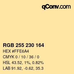 颜色代码: RGB 255 230 164 | qconv.com