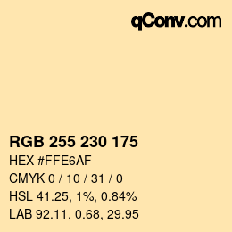 颜色代码: RGB 255 230 175 | qconv.com