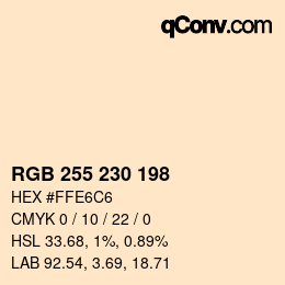 Color code: RGB 255 230 198 | qconv.com