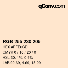 颜色代码: RGB 255 230 205 | qconv.com