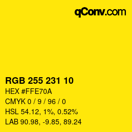 Color code: RGB 255 231 10 | qconv.com