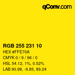 カラーコード: RGB 255 231 10 | qconv.com