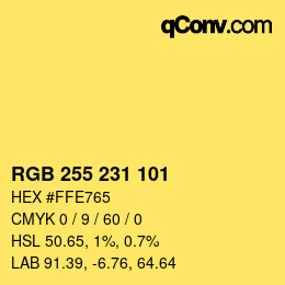 Color code: RGB 255 231 101 | qconv.com