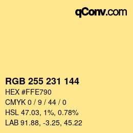 Color code: RGB 255 231 144 | qconv.com