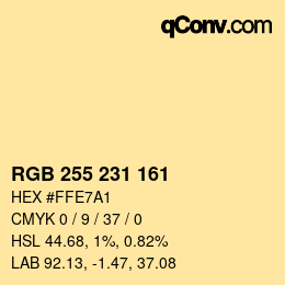 Color code: RGB 255 231 161 | qconv.com