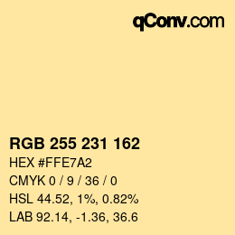 Color code: RGB 255 231 162 | qconv.com