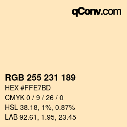 Color code: RGB 255 231 189 | qconv.com