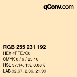 Color code: RGB 255 231 192 | qconv.com
