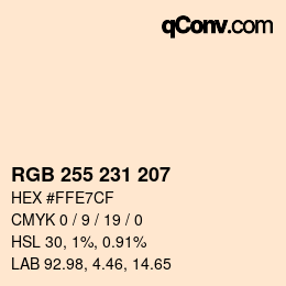 颜色代码: RGB 255 231 207 | qconv.com