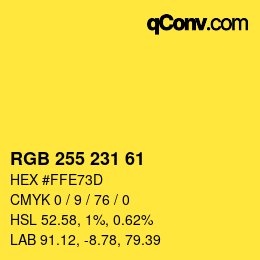 Color code: RGB 255 231 61 | qconv.com