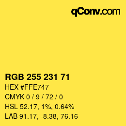颜色代码: RGB 255 231 71 | qconv.com