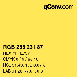 颜色代码: RGB 255 231 87 | qconv.com