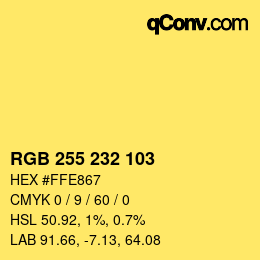 Color code: RGB 255 232 103 | qconv.com