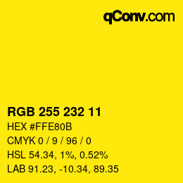 颜色代码: RGB 255 232 11 | qconv.com