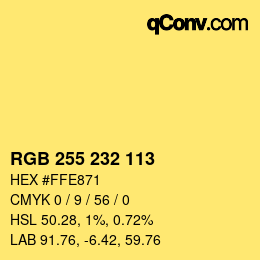 Color code: RGB 255 232 113 | qconv.com