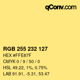 Color code: RGB 255 232 127 | qconv.com